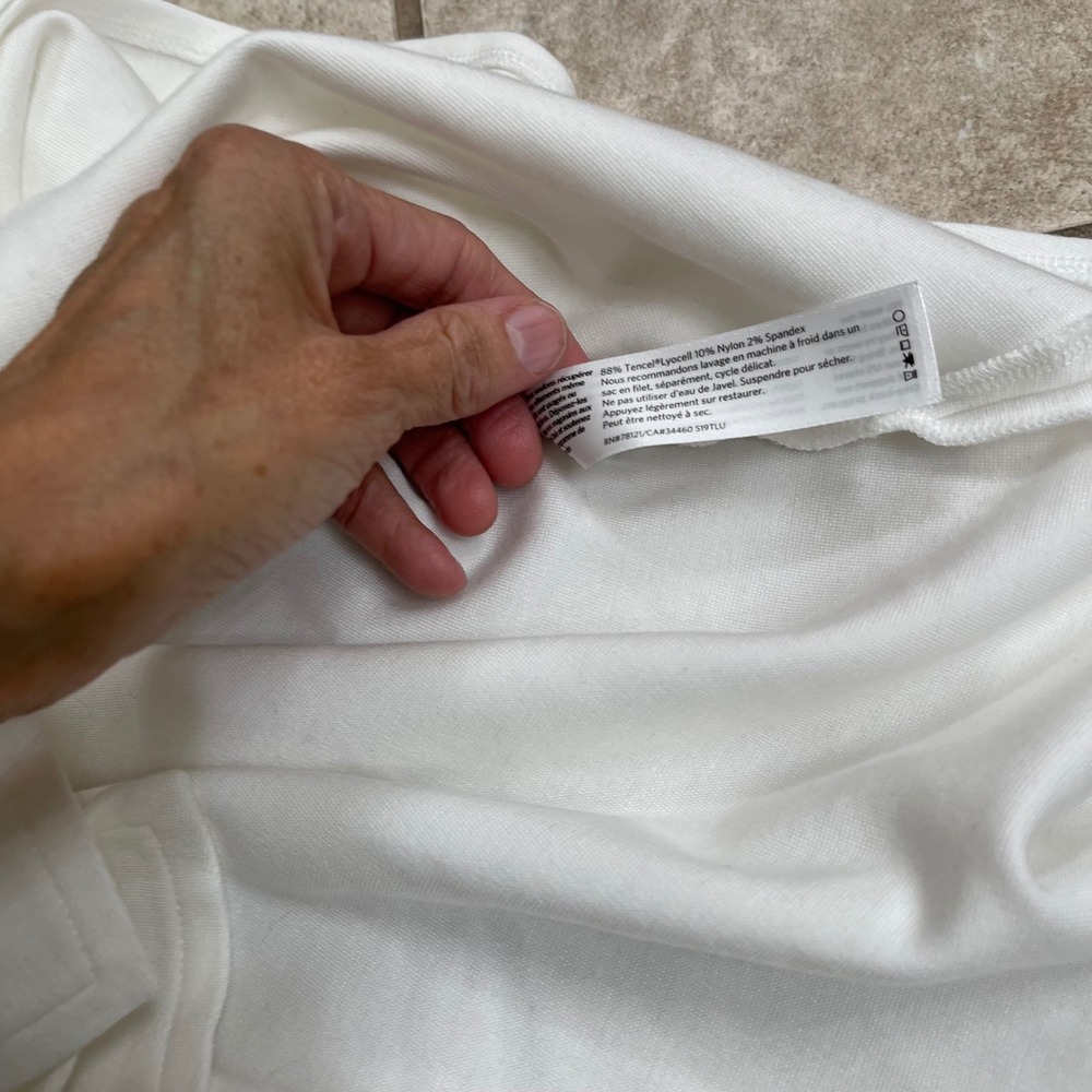 Eileen Fisher T-Shirt Dress High Low Hem Short Sleeve Stretch White Size xs/tp - Picture 8 of 10